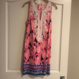 Lily Pulitzer dress front pockets/back gold zip